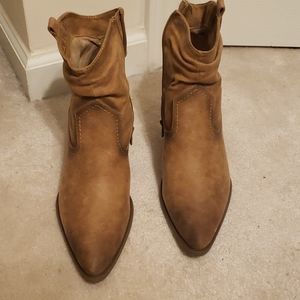 Brown suede booties